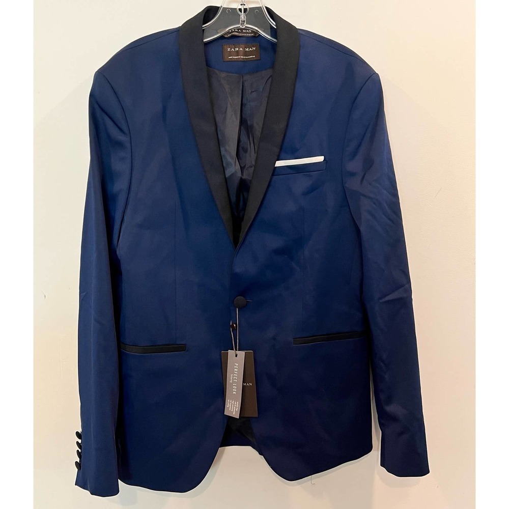 NEW ZARA Men's Navy Button Slim‎ Fit Party Suits